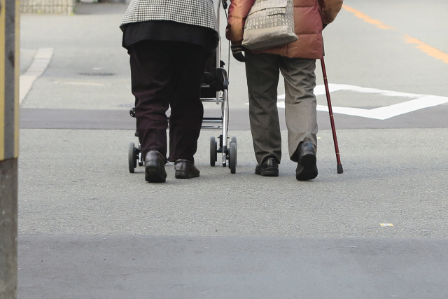 お散歩をする二人の高齢者